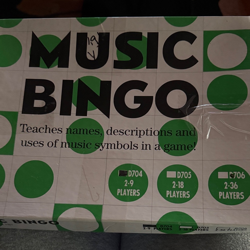 Music Bingo Game - Green and White
